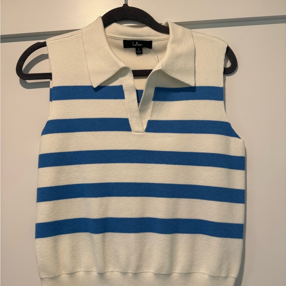 Lulu's Blue and White Striped Tank Top - Picture 2 of 4